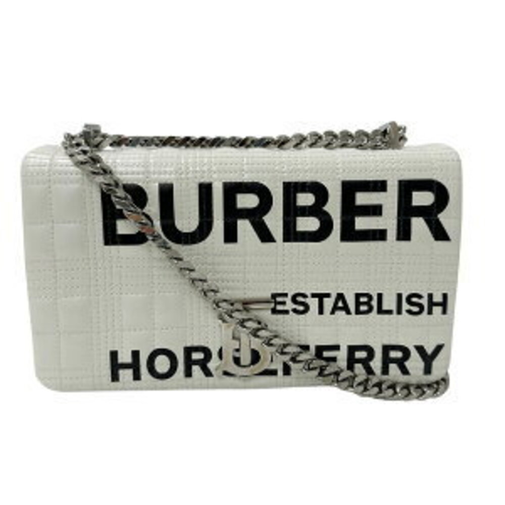 Burberry Bag Shoulder Leather Horseferry Laura White Chain Quilted